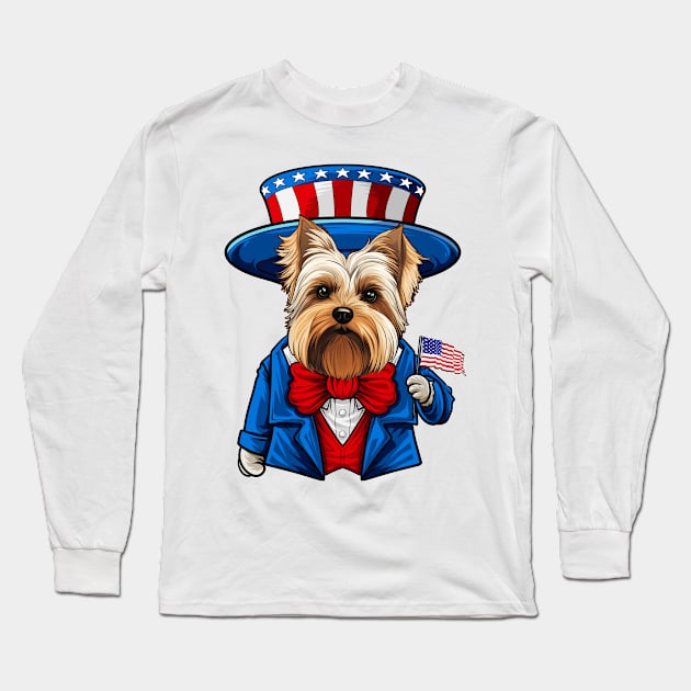 Funny 4th of July Biewer Terrier Dog Long Sleeve T-Shirt by whyitsme